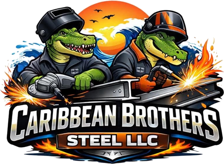 Caribbean Brothers Steel LLC logo with two welding alligators